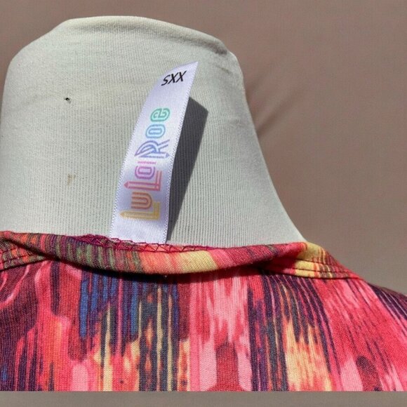 LuLaRoe Womens Short Sleeve Round Neck Top Size XXS Abstract Multicolor Pattern - Picture 4 of 9